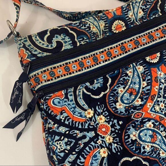 Vera Bradley Hipster Crossbody Marrakesh Blue Orange Paisley Floral Triple Zip - Picture 3 of 9